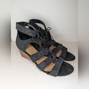 UGG Yasmine Gladiator Faux Snake Skin Sandals Black‎ Women's Size 10 1015067